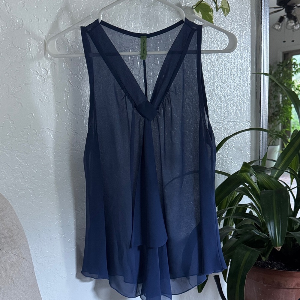 Final Touch Navy Sheer V-Neck Sleeveless Camisole